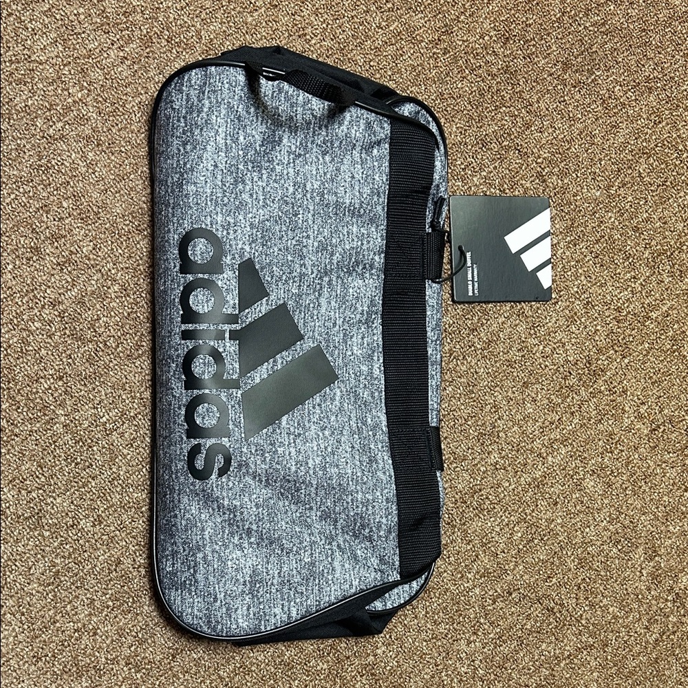 adidas Heather Grey Toiletry Bag with Black Logo